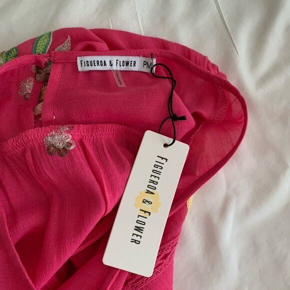 Figueroa and Flower Top Petite Medium 1/2 Sleeve Pink Floral Removable Cami NWT - Picture 8 of 12